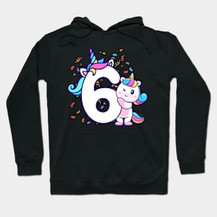 Unicorn Birthday 6 years Hoodie